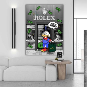Scrooge Mcduck X Rolex Watch Art "Time Is Money!!" Alec Monopoly Canvas Poster Print Wall Art D&eacute;cor