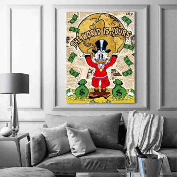Scrooge Mcduck X Scarface Canvas Scrooge Montana Pop Art Alec Monopoly Inspired Street Motivation Al Pacino The World Is Yours