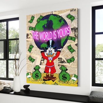 Scrooge Mcduck X Scarface Neon Canvas Montana Neon Art Alec Monopoly Inspired House Warming Gift Man Cave