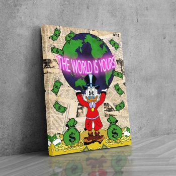 Scrooge Mcduck X Scarface Neon Canvas Montana Neon Art Alec Monopoly Inspired Street Motivation Al Pacino The World Is Yours