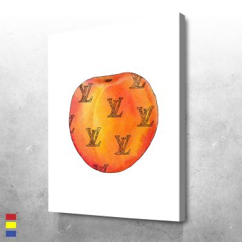 Special LV Peach Designs High Fashion Brands With Household Items Everyday Foods Canvas Poster Print Wall Art Decor