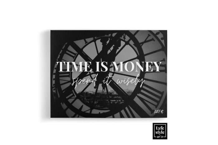 Time Is Money Canvas Motivational Art Black And White
