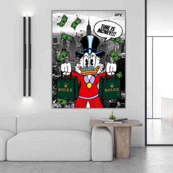 Time Is Money X Scrooge Mcduck Canvas Alec Monopoly Inspired Amex Motivation Money Pop Art Canvas Street Art Dom Perignon