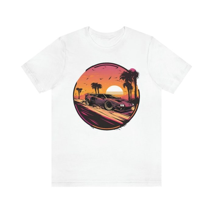 Vintage Lambo Style Sunset In Desert Short Sleeve Cotton Lamborghini Tee Unisex T-Shirt FTS087