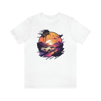 Vintage Lambo Style Sunset Mountain Short Sleeve Cotton Lamborghini Tee Unisex T-Shirt FTS088