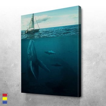Whale Boat Discovering Luxury Lifestyle Art With Bright And Bold Colors Canvas Poster Print Wall Art Decor