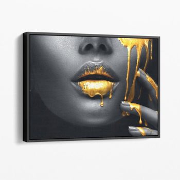 Women Lips Gold Drip Motivational Canvas Art Canvas Print Money Pop Art Entrepreneur Money Lips Gold Drip