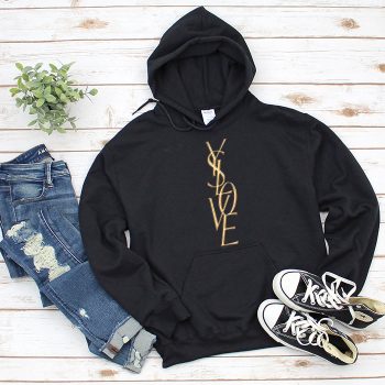 Yves Saint Laurent Gold Logo Luxury Unisex Pullover Hoodie HTB2638