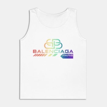 Balenciaga BB Paris Rainbow Logo Luxury Unisex Tank Top TTTB0824