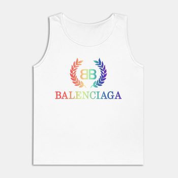 Balenciaga Laurel Rainbow Logo Luxury Unisex Tank Top TTTB0819