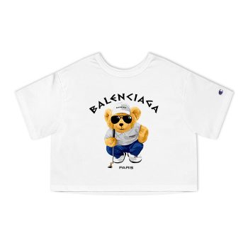 Balenciaga Paris Teddy Bear Logo Champion Women Cropped T-Shirt CTB2437
