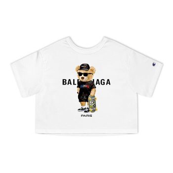 Balenciaga Paris Teddy Bear Logo Champion Women Cropped T-Shirt CTB2438