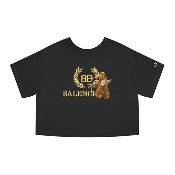 Balenciaga Teddy Bear Gold Luxury Champion Women Cropped T-Shirt CTB2443