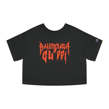 Balenciaga X Gucci Metal Logo Champion Women Cropped T-Shirt CTB2434