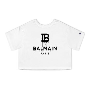 Balmain Drip Logo Champion Women Cropped T-Shirt CTB2867