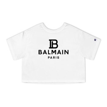 Balmain Paris Logo Champion Women Cropped T-Shirt CTB2834