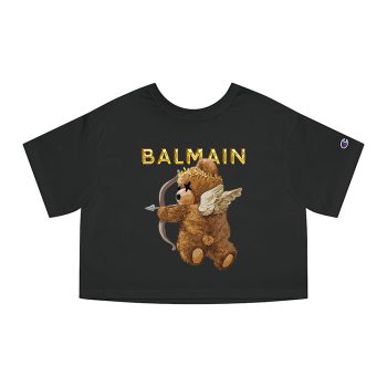 Balmain Teddy Bear Gold Luxury Champion Women Cropped T-Shirt CTB2878