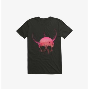 Blood Skull With Viking Helmet Black Kid Tee - Unisex T-Shirt HTS1237