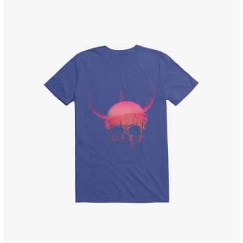 Blood Skull With Viking Helmet Royal Blue Kid Tee - Unisex T-Shirt HTS1239