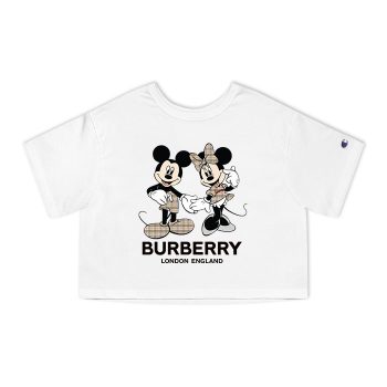 Burberry London Mickey Mouse And Minnie Mouse Couple Champion Women Cropped T-Shirt CTB2738