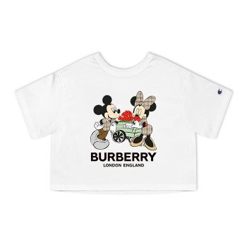 Burberry London Mickey Mouse And Minnie Mouse Couple Champion Women Cropped T-Shirt CTB2739