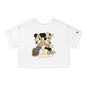 Chanel Mickey Mouse And Minnie Mouse Couple Champion Women Cropped T-Shirt CTB2484