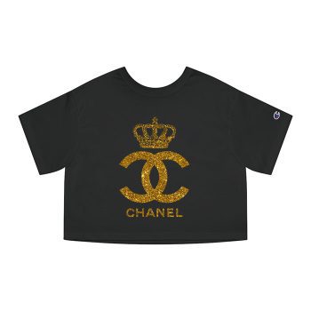 Chanel Queen Glitter Logo Champion Women Cropped T-Shirt CTB2490