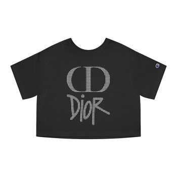 Dior Logo Luxury Diamonts Champion Women Cropped T-Shirt CTB2662