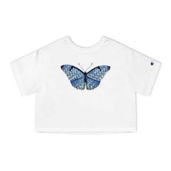 Dior Logo Luxury Pattern Butterfly Champion Women Cropped T-Shirt CTB2668