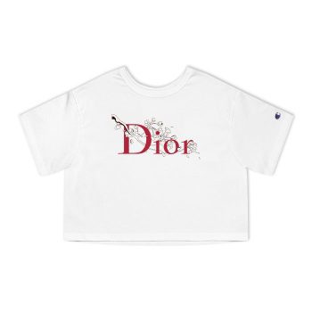 Dior Logo Luxury Sakura Flower Champion Women Cropped T-Shirt CTB2666