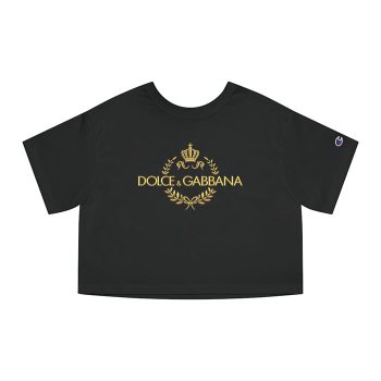 Dolce & Gabbana Crown Gold Luxury Champion Women Cropped T-Shirt CTB2850