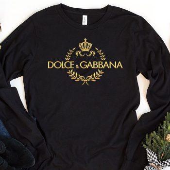 Dolce & Gabbana Crown Gold Luxury Kid Tee Unisex LongsleeveShirt LTB0859