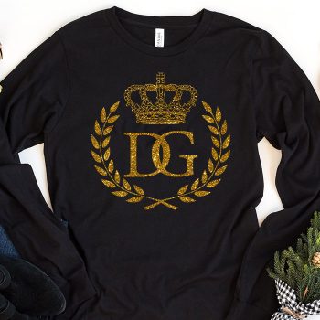 Dolce & Gabbana Crown Gold Luxury Kid Tee Unisex LongsleeveShirt LTB0860
