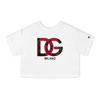 Dolce & Gabbana Milano Rose Logo Luxury Champion Women Cropped T-Shirt CTB2820