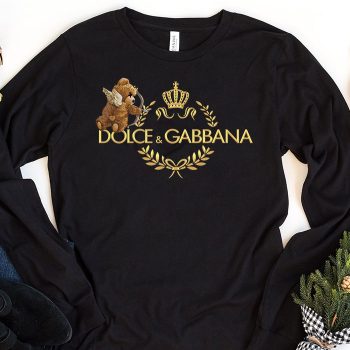Dolce & Gabbana Teddy Bear Gold Luxury Kid Tee Unisex Longsleeve ShirtLTB0855