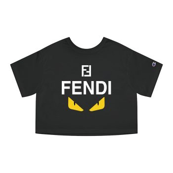 Fendi Diabolic Eyes Logo Champion Women Cropped T-Shirt CTB2679