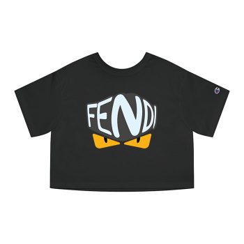 Fendi Diabolic Eyes Logo Champion Women Cropped T-Shirt CTB2711