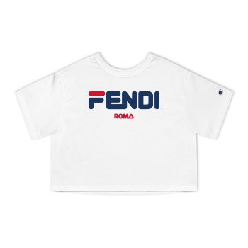 Fendi Fila Roma Logo Champion Women Cropped T-Shirt CTB2680