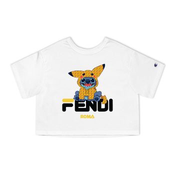 Fendi Roma Stitch Pikachu Champion Women Cropped T-Shirt CTB2709