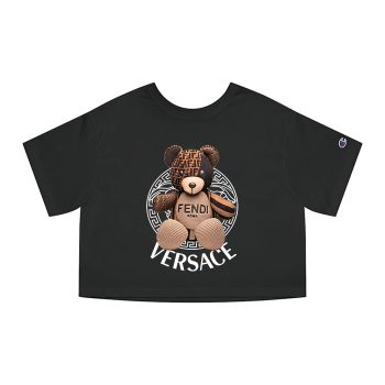 Fendi Versace Circle Teddy Bear Champion Women Cropped T-Shirt CTB2708