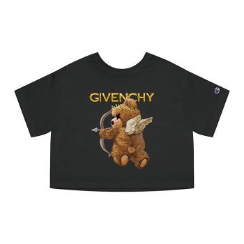 Givenchy Gold Logo Luxury Teddy Bear Champion Women Cropped T-Shirt CTB2610