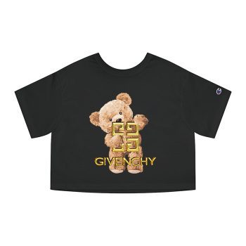 Givenchy Gold Logo Luxury Teddy Bear Champion Women Cropped T-Shirt CTB2613