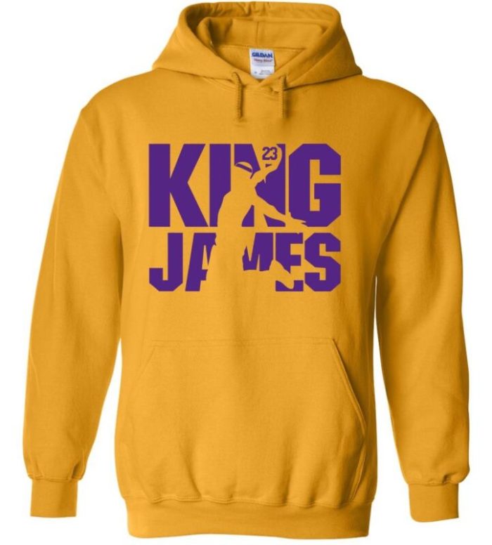 Gold Lebron James Los Angeles Lakers "King James Silhouette" Hooded Sweatshirt Unisex Hoodie