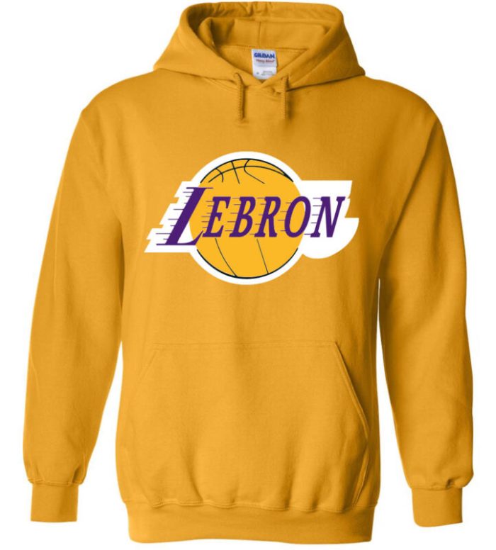 Gold Lebron James Los Angeles Lakers "Logo" Hooded Sweatshirt Unisex Hoodie