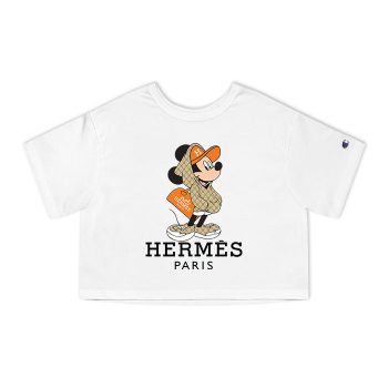 Hermes Paris Mickey Mouse Champion Women Cropped T-Shirt CTB2537