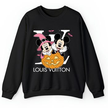 Louis Vuitton Logo Luxury Halloween Pumpkin Minnie Mouse Mickey Mouse Crewneck Sweatshirt CSTB1197