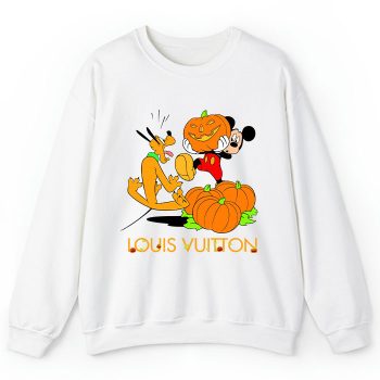 Louis Vuitton Logo Luxury Halloween Pumpkin Pluto Mickey Mouse Crewneck Sweatshirt CSTB1199