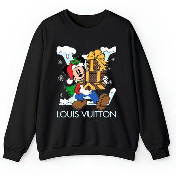 Louis Vuitton Logo Luxury Monogram Canvas Pattern Chrismate Mickey Mouse Crewneck Sweatshirt CSTB1207