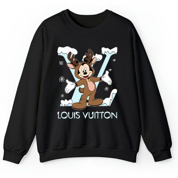 Louis Vuitton Logo Luxury Monogram Canvas Pattern Chrismate Mickey Mouse Crewneck Sweatshirt CSTB1208