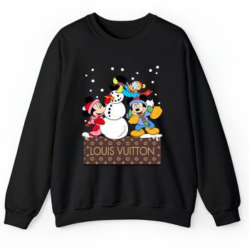 Louis Vuitton Logo Luxury Monogram Canvas Pattern Christmas Minnie Mouse Mickey Mouse Donald Duck Crewneck Sweatshirt CSTB1215